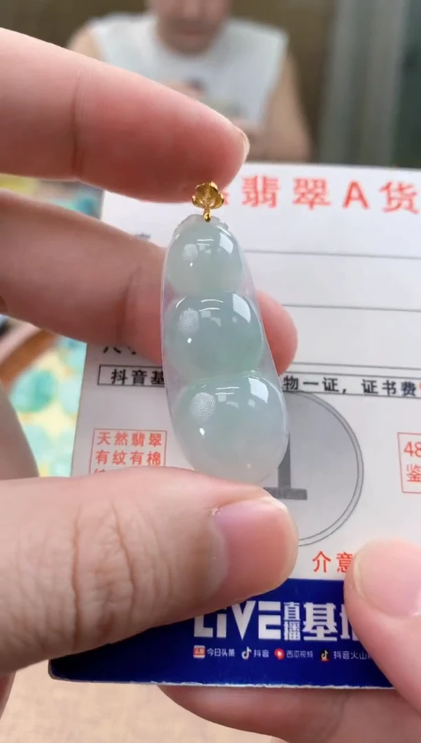 颈饰18K金镶嵌翡翠天然A货翡翠挂件
