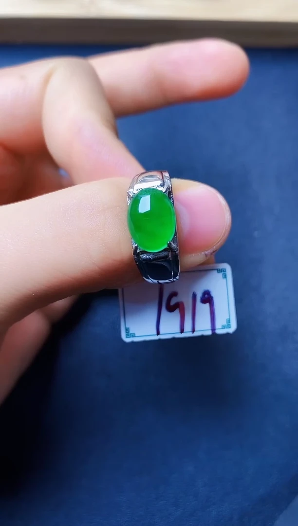 银S925镶嵌戒指翡翠22222