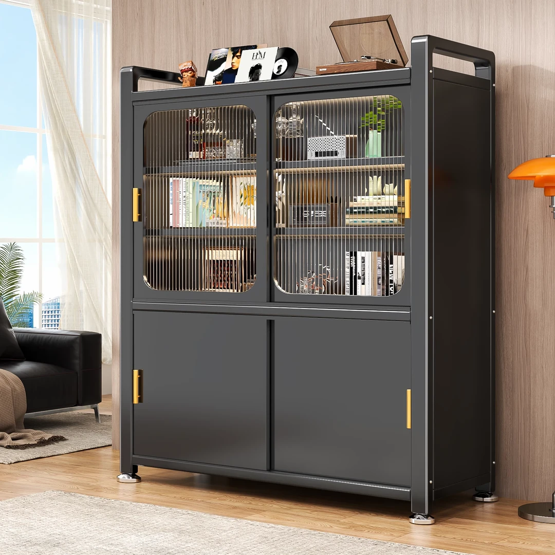 厨房餐边柜橱柜家用推拉门防尘锅具储物柜客厅置物架子防尘收纳柜