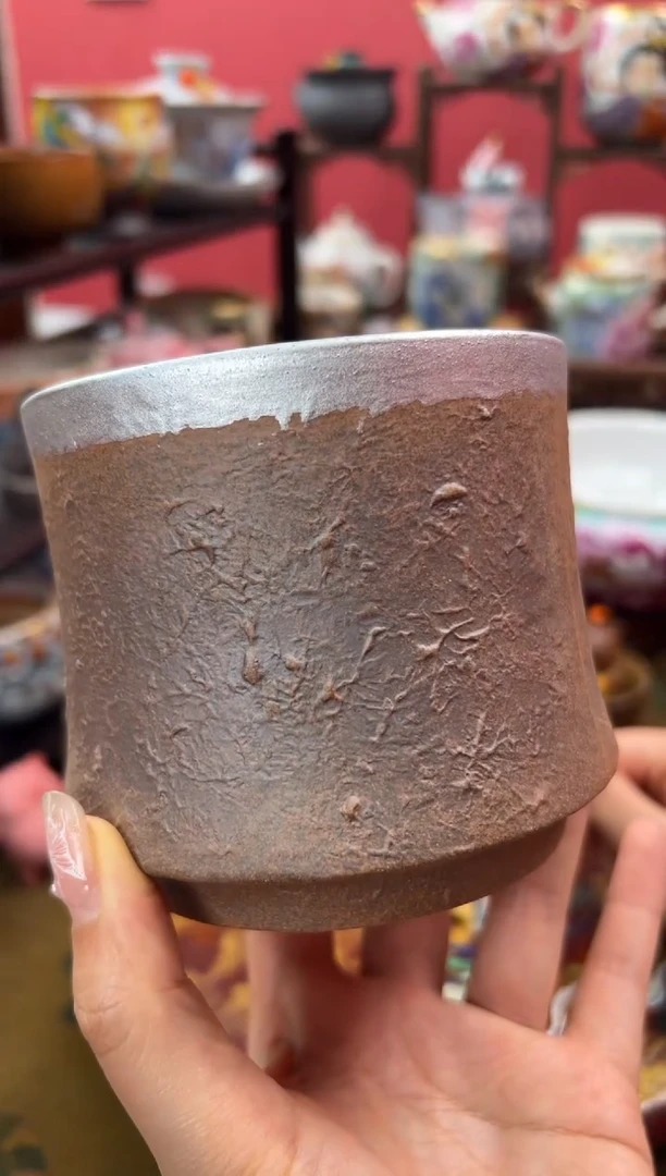 【闪购商品】素慕堂粗陶火山溜银茶渣缸