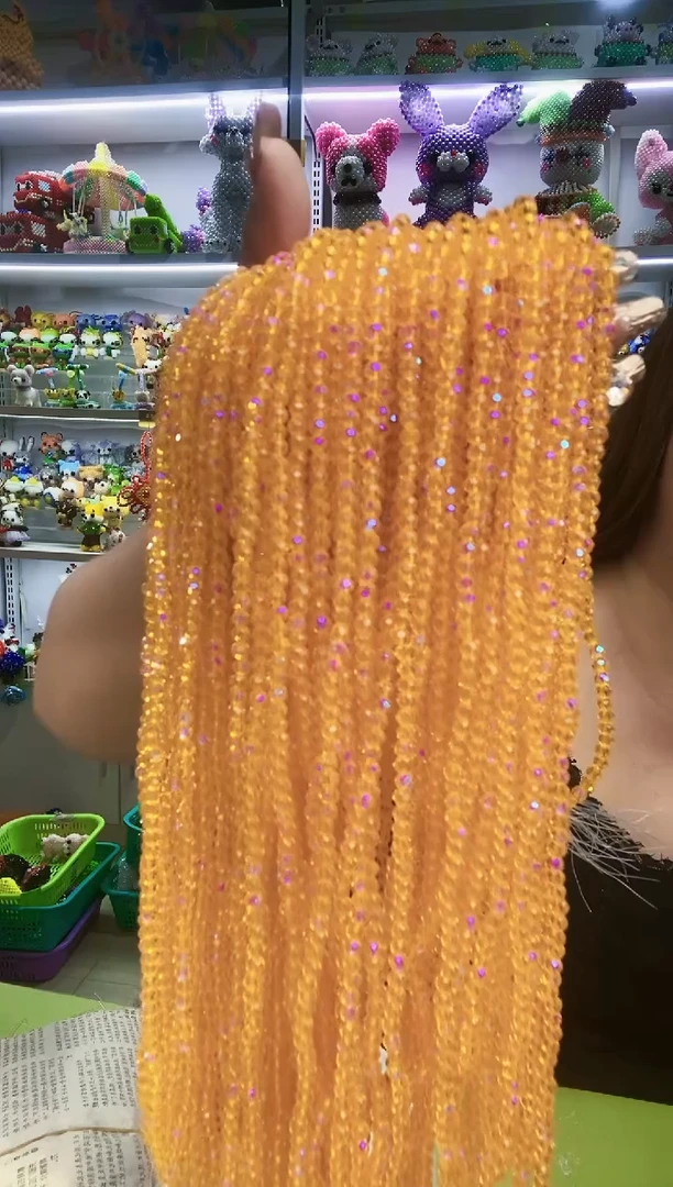 玻璃1234卡4水晶扁10条微光彩爱玛橙