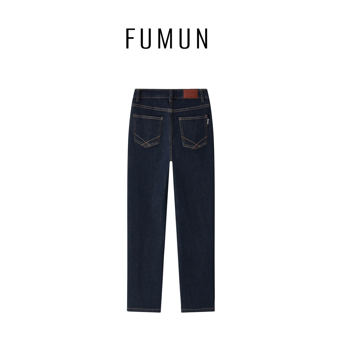 FUMUN【洛可】进口赤耳原丹宁四面弹烟管裤高腰显瘦牛仔裤#6833