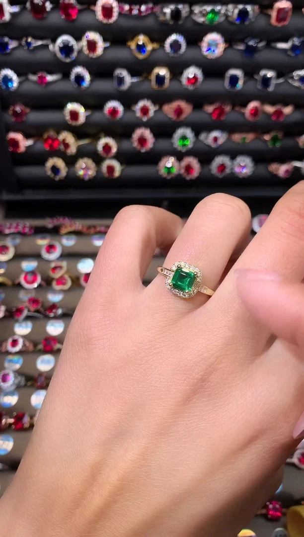 【闪购商品】透辉石戒指银S925镶嵌金6