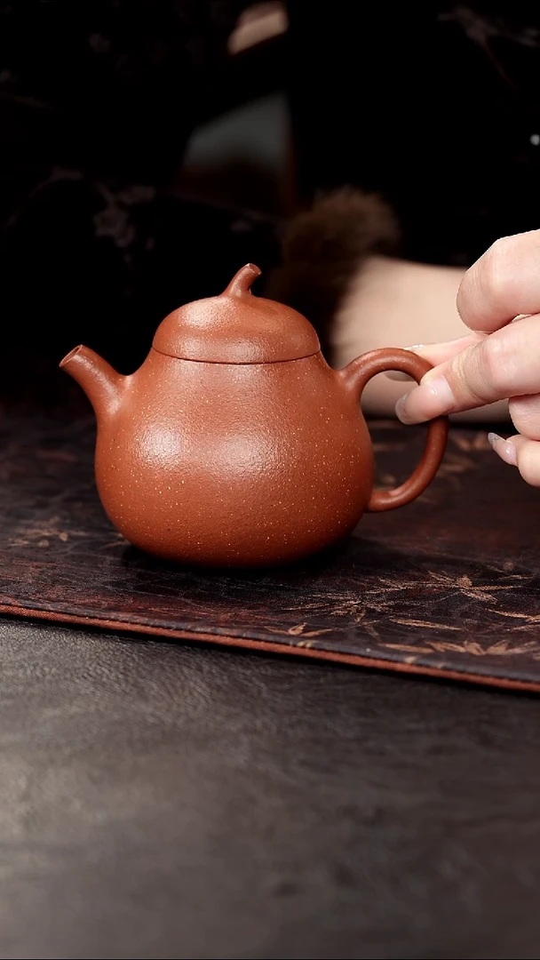 茶壶紫砂红降坡茄瓜壶150cc
