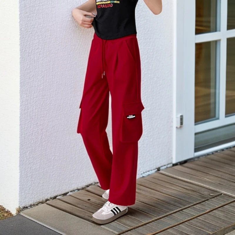 女新款运动裤广场舞服装裤子鬼步舞束脚长裤休闲直筒阔腿裤高腰