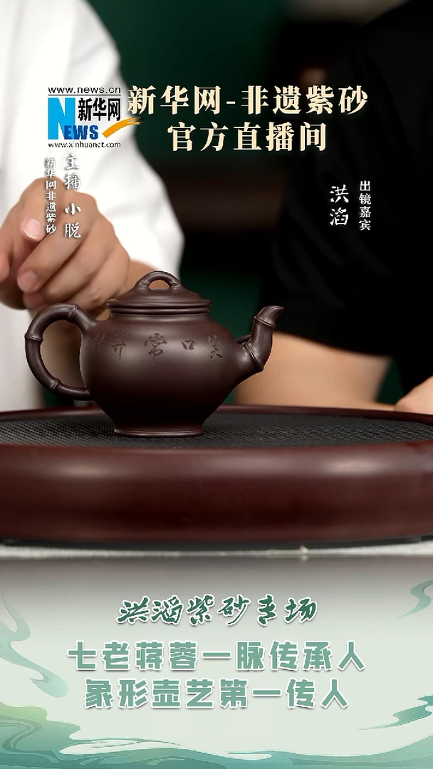 茶壶紫砂HT5 洪滔 笑樱竹节紫茄泥300c