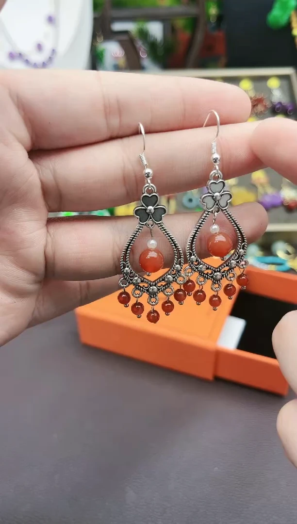 【闪购商品】南红玛瑙耳饰银S925镶嵌103000