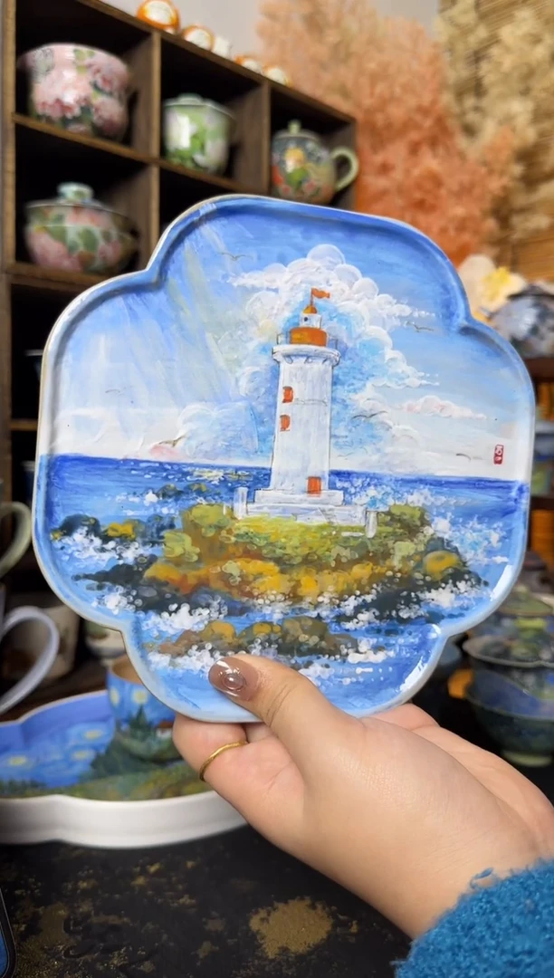 石一海岛灯塔茶盘折扣