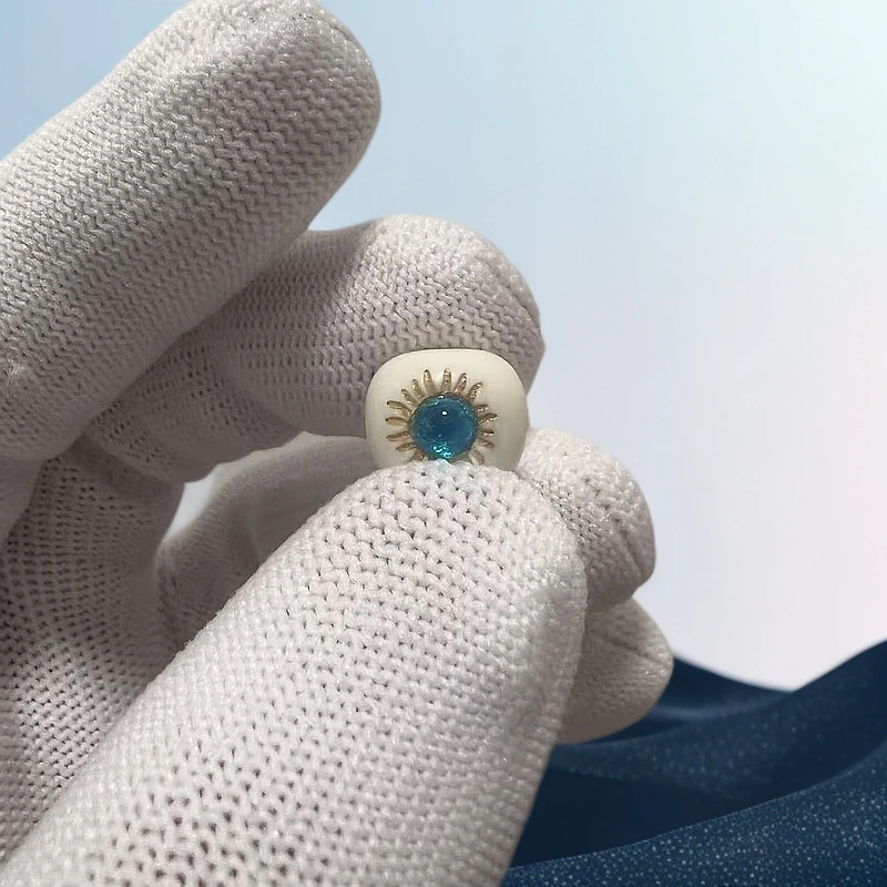 【洵凡】精品猛犸配饰单珠镶嵌 红蓝太阳花12*11mm/11*10mm支持质检