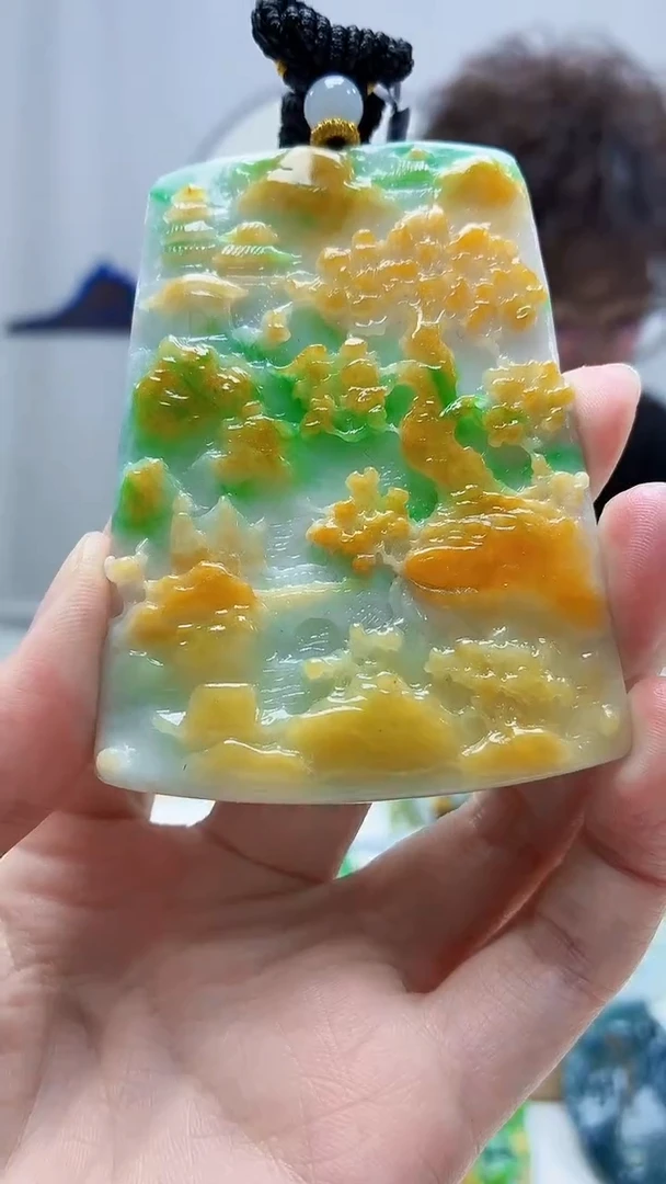 未镶嵌定制翡翠4688zm-毛货挂件35山水