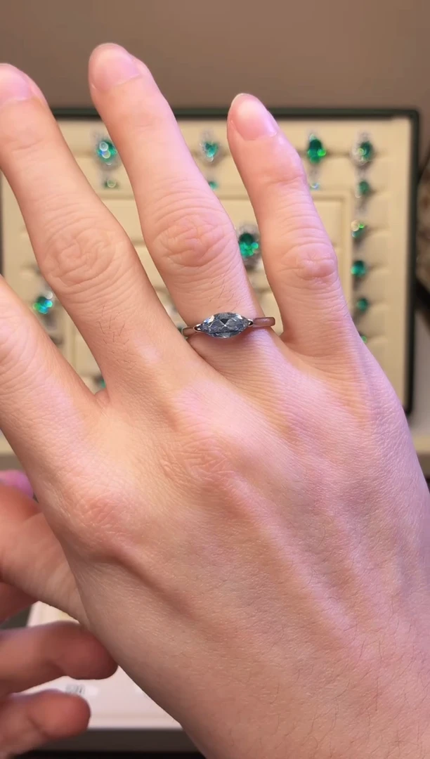 银S925镶嵌戒圈海蓝宝石00000