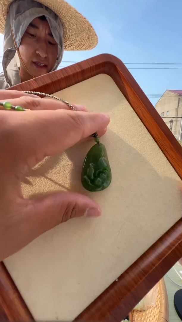 和田玉未镶嵌吊坠(赠链)ws碧玉莲花