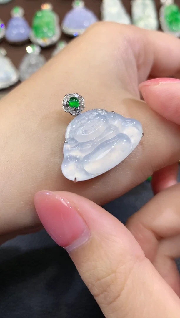 吊坠(不含链)18K金镶嵌翡翠D21