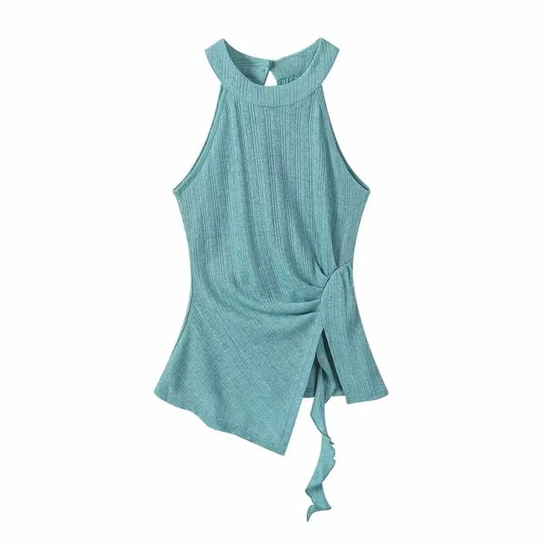 设计感小众绝美修身显瘦挂脖针织衫