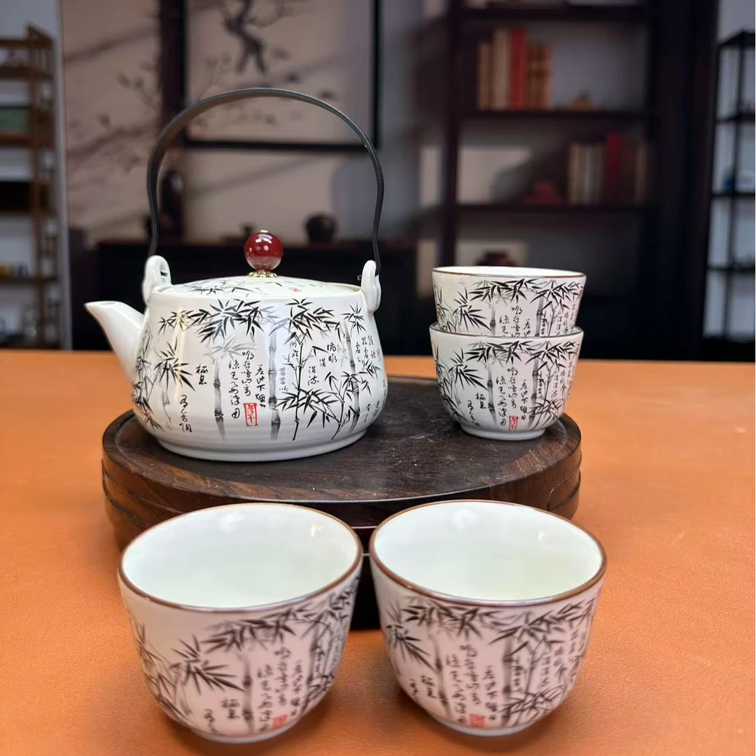 竹韵-提梁壶一壶四杯+茶盘Z372（rpa）