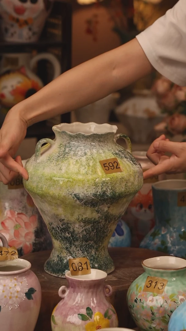 陶瓷592景德镇设计师手作花器摆件侘寂风