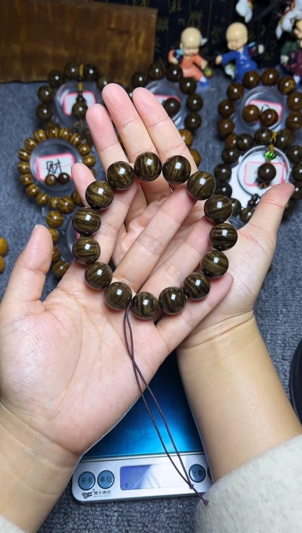 阴沉木手串/手链1.5满花细水波纹750