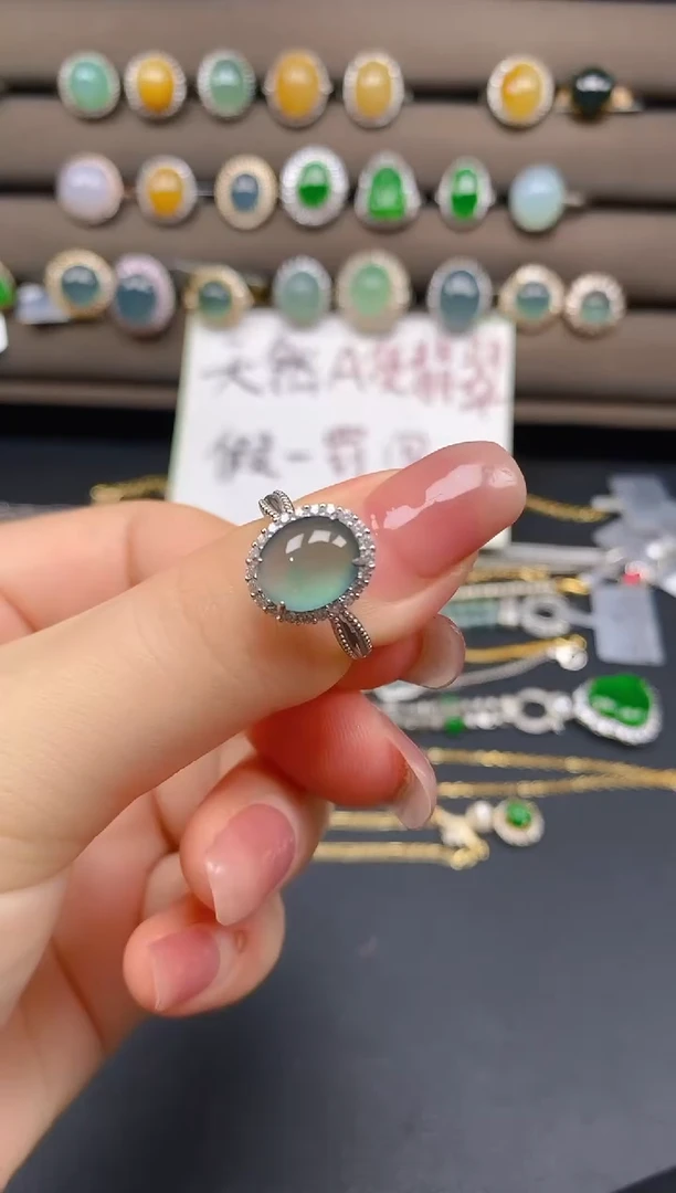 翡翠戒指银S925镶嵌32