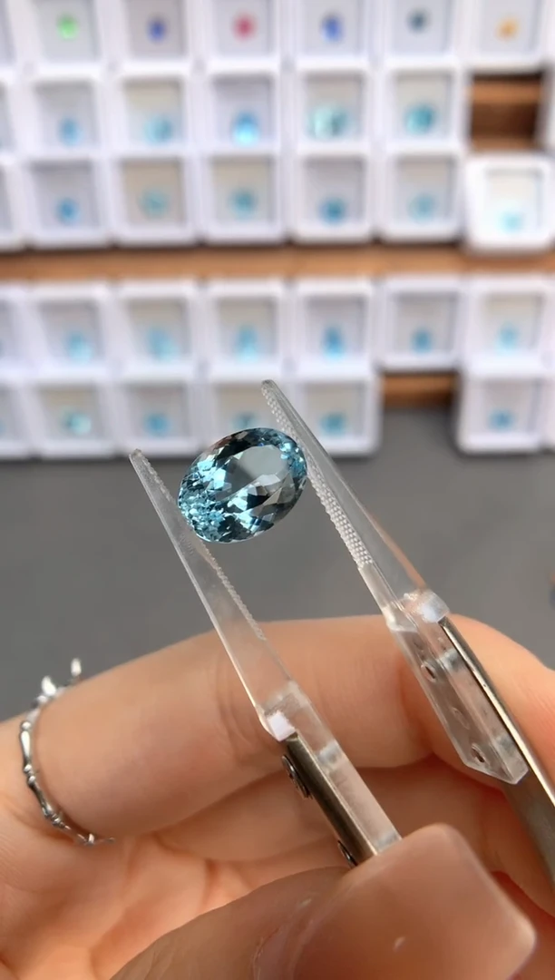 未镶嵌裸石定制海蓝宝石3.66ct 圣玛