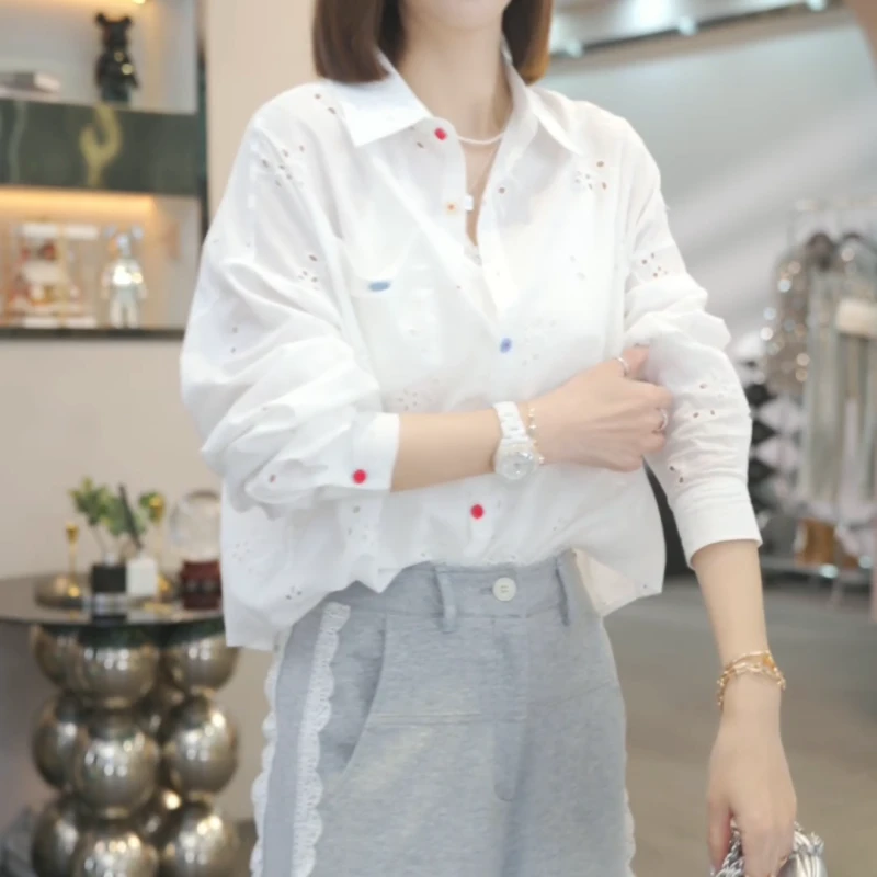 【柳絮飘飞】2025春季新款时尚气质长袖刺绣衬衣LK2501739