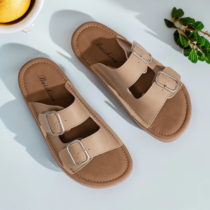 夏日勃肯半拖鞋2025新款复古扣件软底凉拖鞋懒人一脚蹬休闲拖鞋女