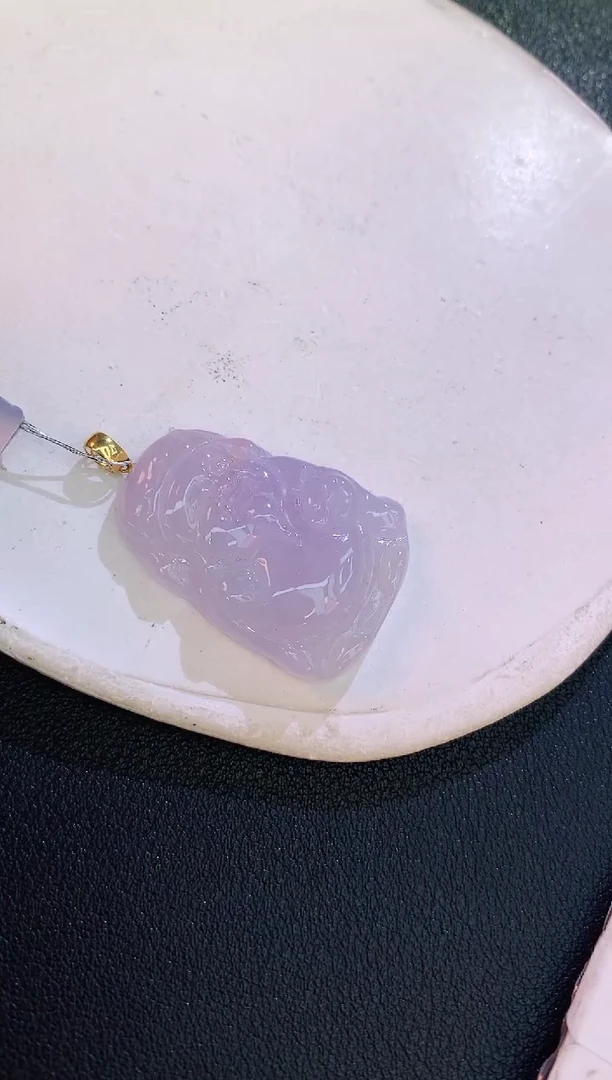 翡翠18K金镶嵌颈饰赠礼盒证书 麦麦