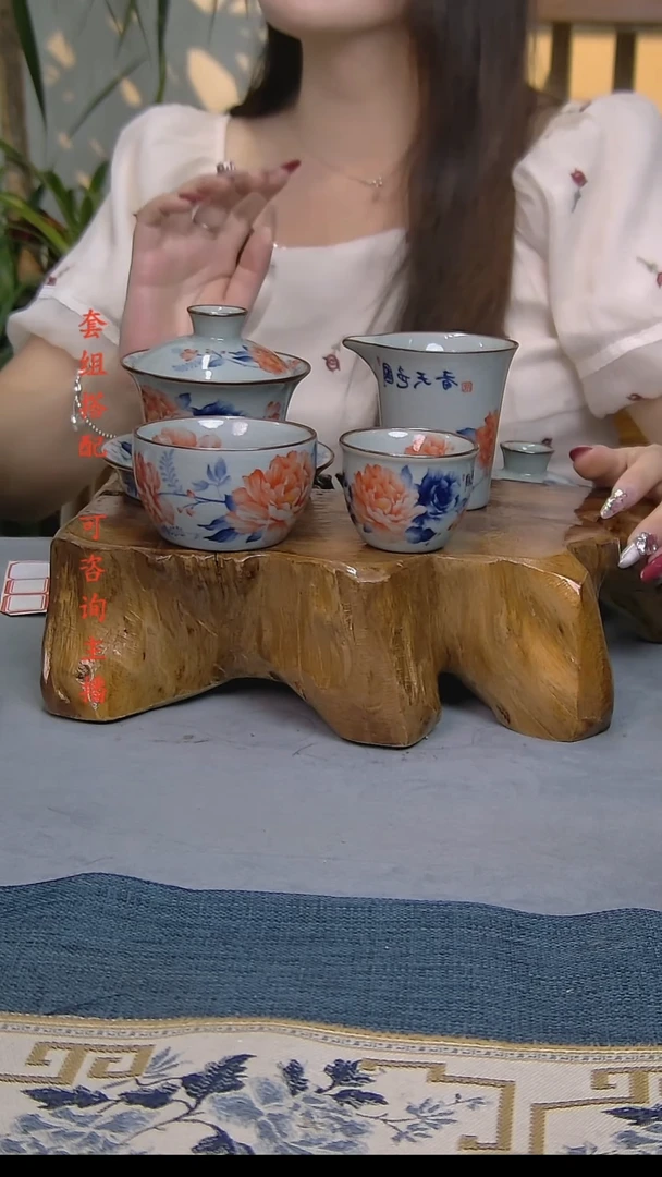 简装家用款4件套 老陶泥开片纹陶瓷茶具