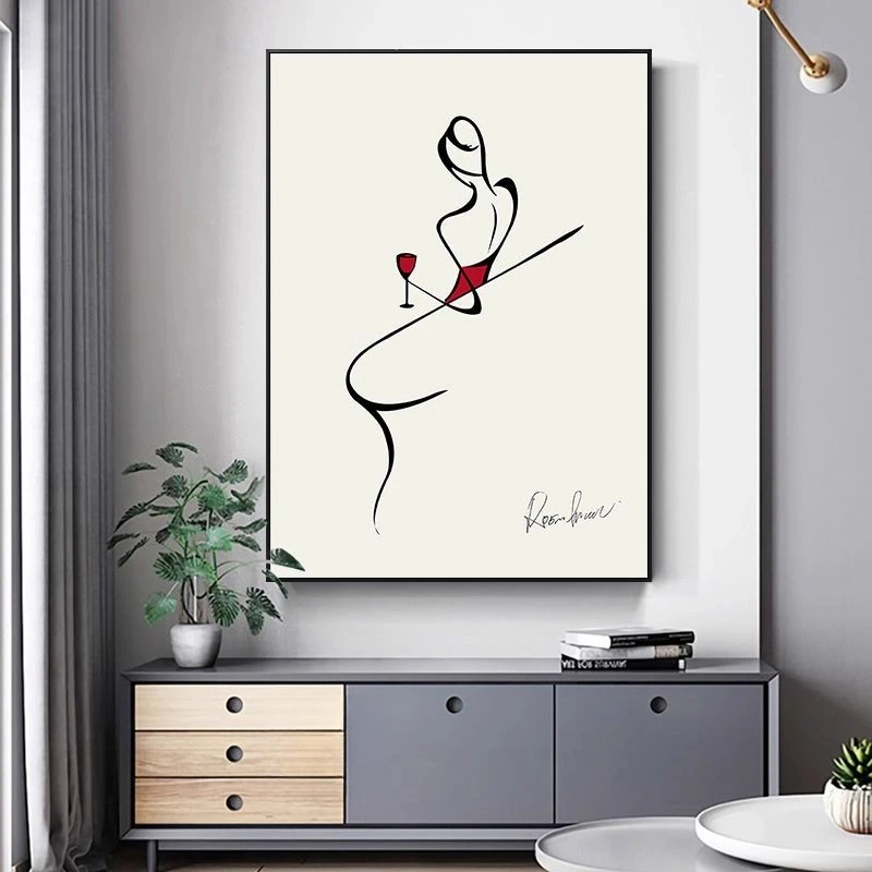 客厅餐厅装饰画创意壁画轻奢极简线条餐厅卧室挂画抽象高级感墙画