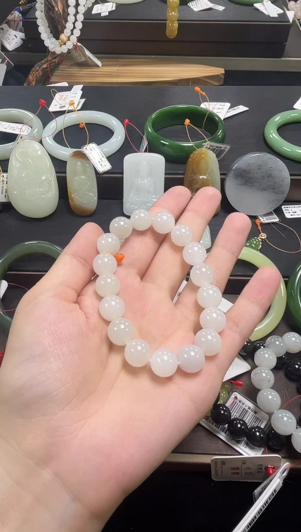 未镶嵌手串和田玉卡12新疆黑山 圆珠9010926