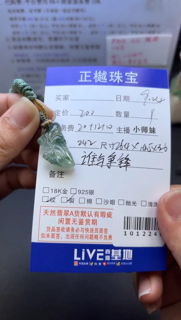 吊坠(赠链)未镶嵌翡翠中ZYZB-1012249