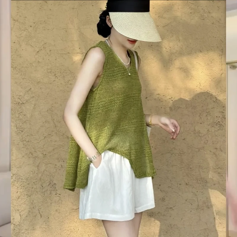 2025夏装搭配一整茶里茶气别致独特漂亮小香风绿色T恤套装短裤