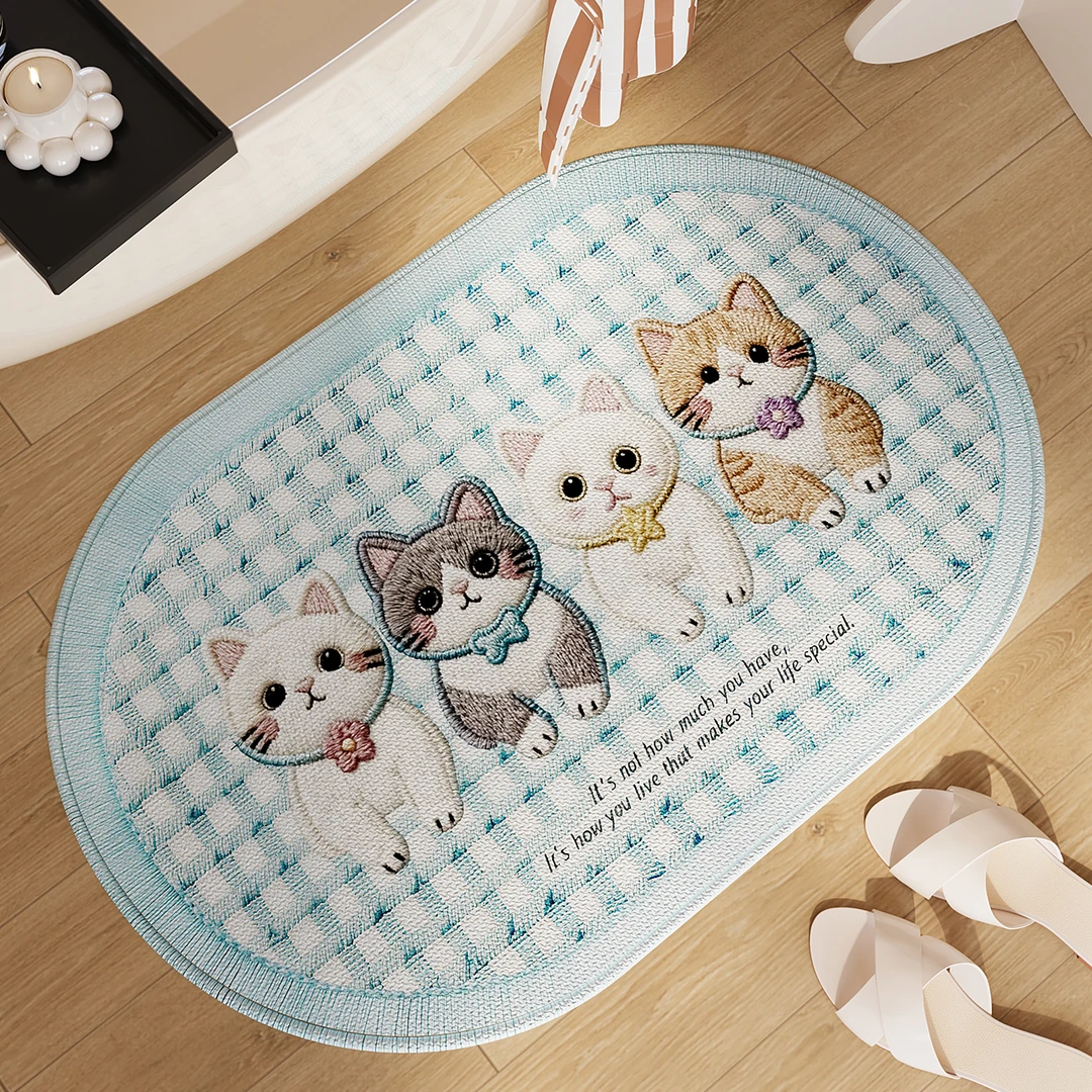 仿毛线编织喵星浴室地垫卫生间门口吸水防滑脚垫家用厕所耐脏加厚