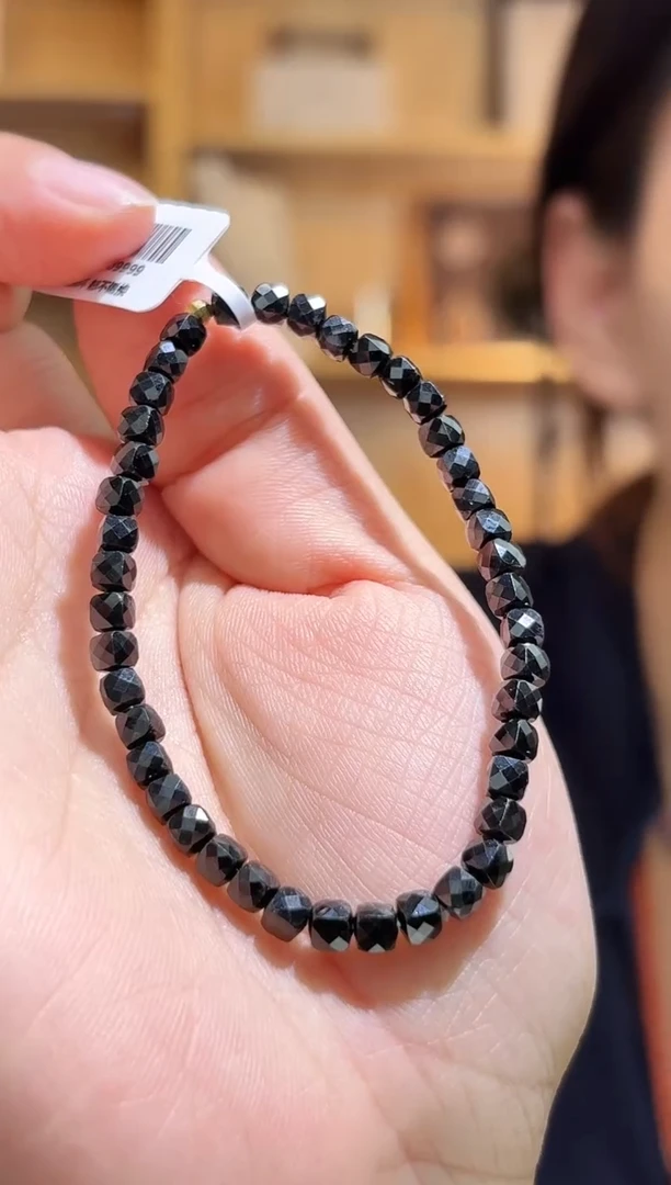 手串未镶嵌尖晶石4mm黑尖晶石手串单圈