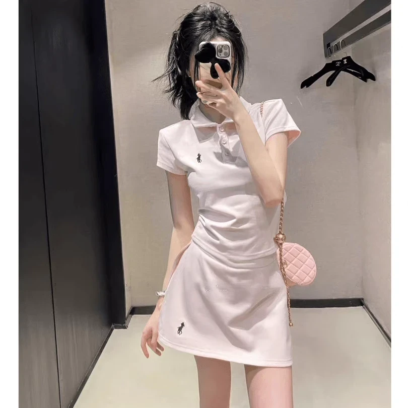 2025新款刺绣小马套装翻领夏季polo短袖套装休闲套装