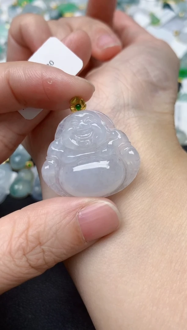颈饰18K金镶嵌翡翠天然缅甸A货翡翠