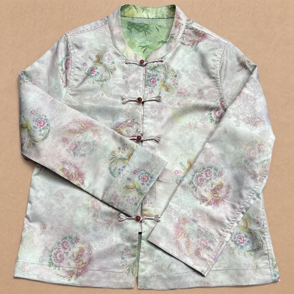 【凤穿牡丹花】新中式提花国风休闲百搭透气薄防晒时尚A32