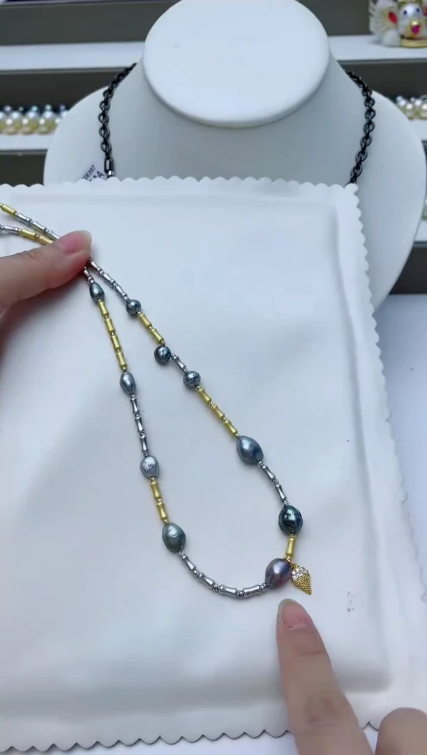 海水珍珠银S925镶嵌颈饰A5