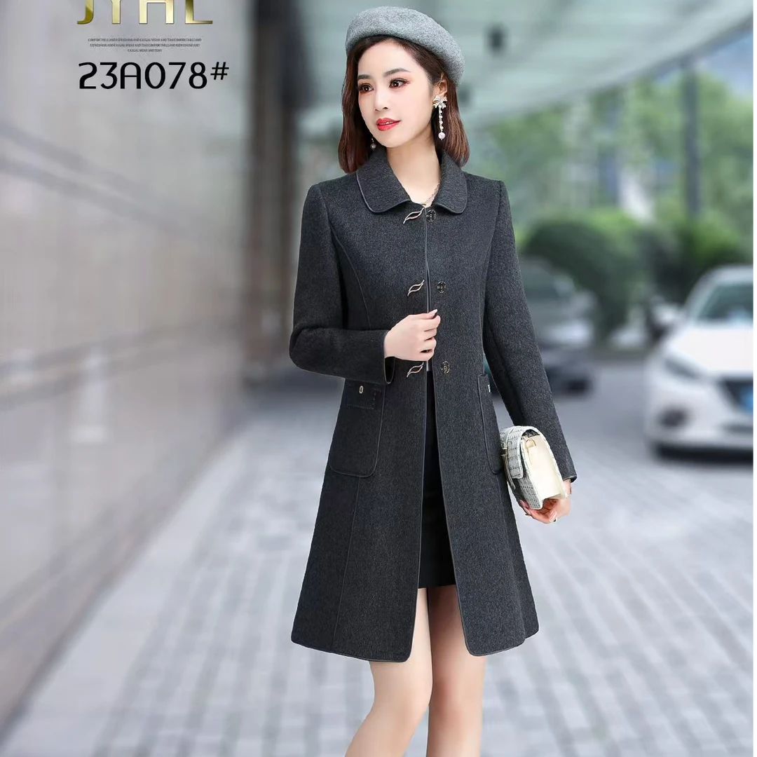 【F2000】中长款毛呢外套女2024新款秋冬高级感时尚双面羊绒大衣