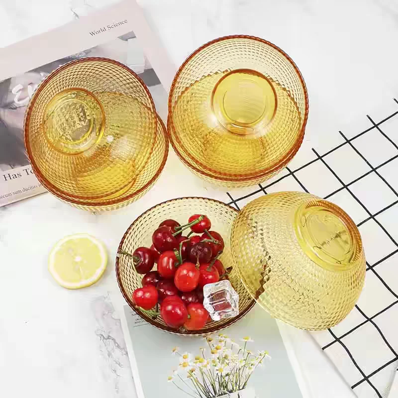 MSD明尚德耐热玻璃琥珀色方格餐具盘子碗碟轻奢家用简约茶色