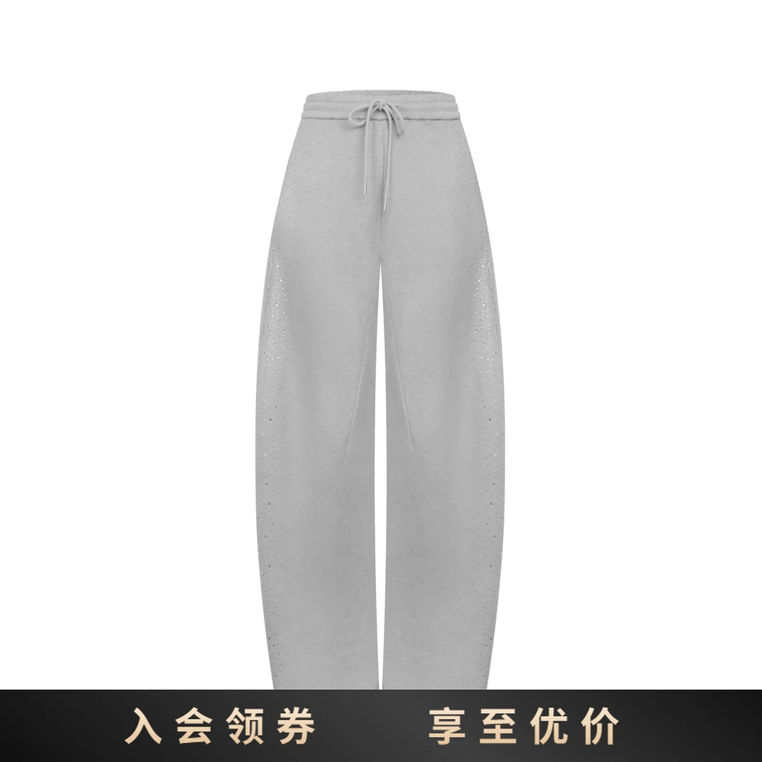 ANNANDELMAN25秋冬新款休闲银河系列烫钻纯色卫裤时尚宽松弯刀裤