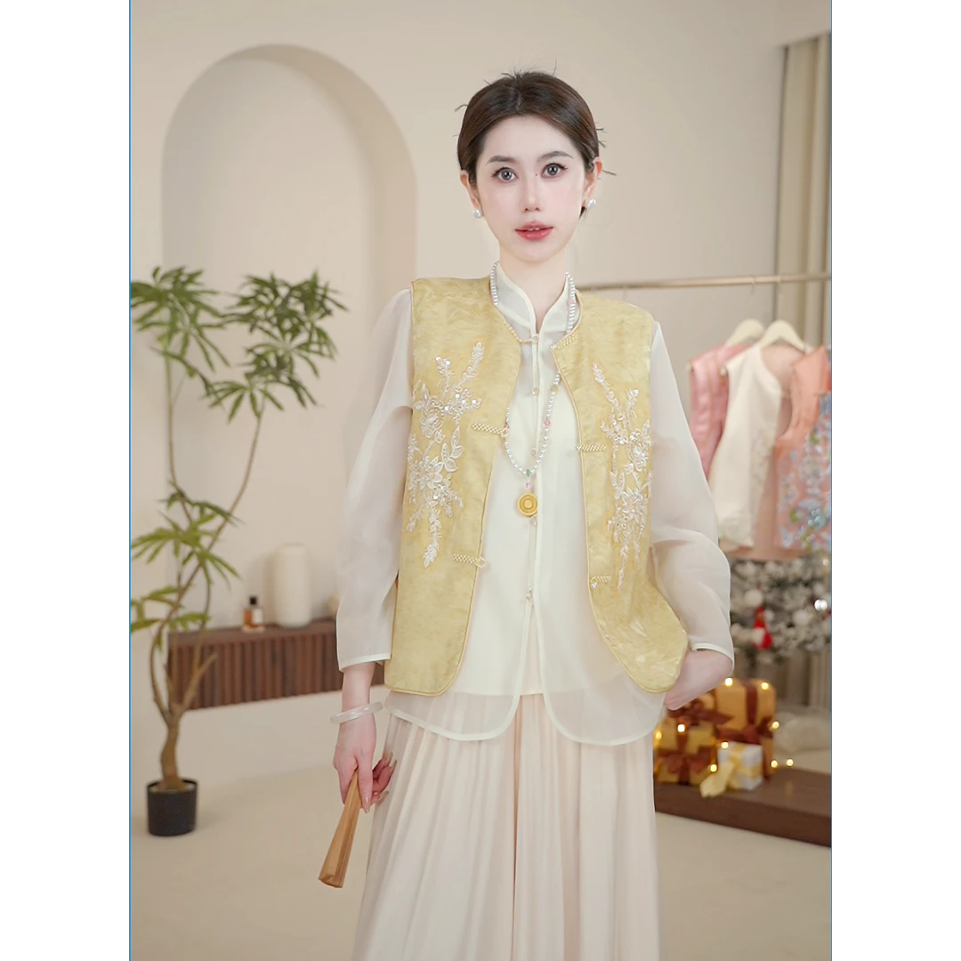 【凡凡】（故山）新中式国风早夏新款刺绣马甲