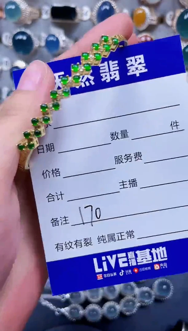 银S925镶嵌手镯翡翠170