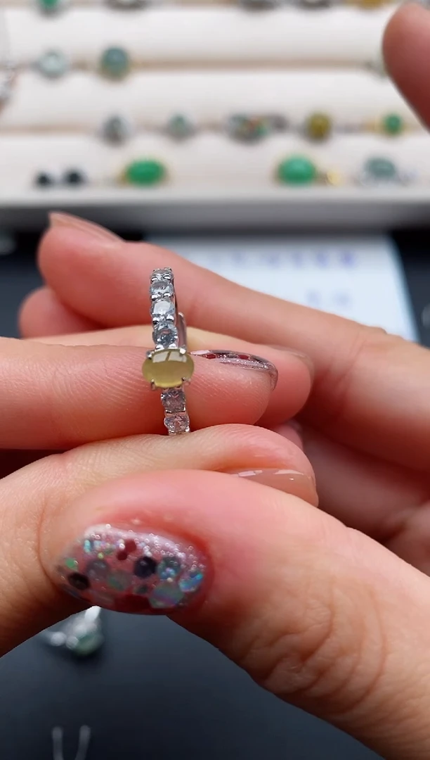 银S925镶嵌戒指翡翠3333333+5