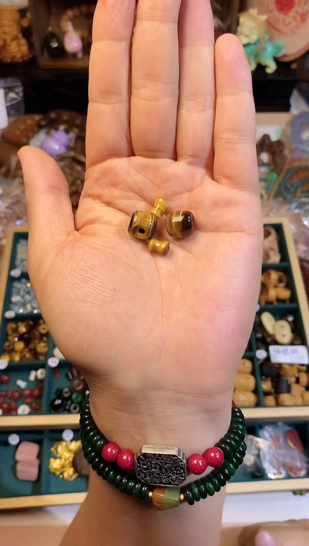 合金手链玛瑙/玉髓虎眼桶珠三通发2