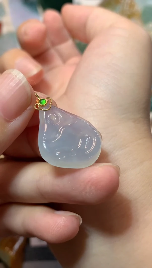 吊坠(不含链)18K金镶嵌翡翠吊坠