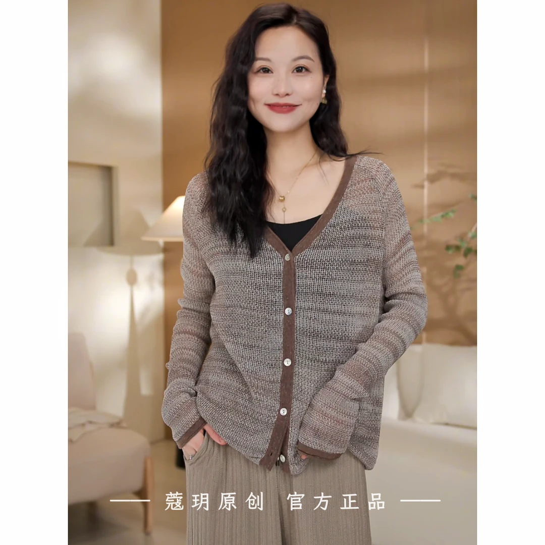 被夸爆！高定【日落余晖】法国进口亚麻 镂空气质莱赛尔高品质开衫