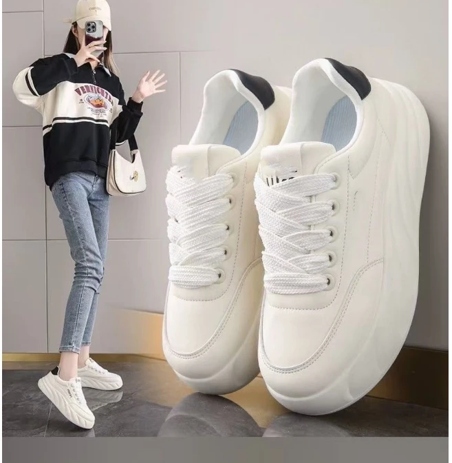 新款运动鞋女踩屎感小白鞋女厚底增高面