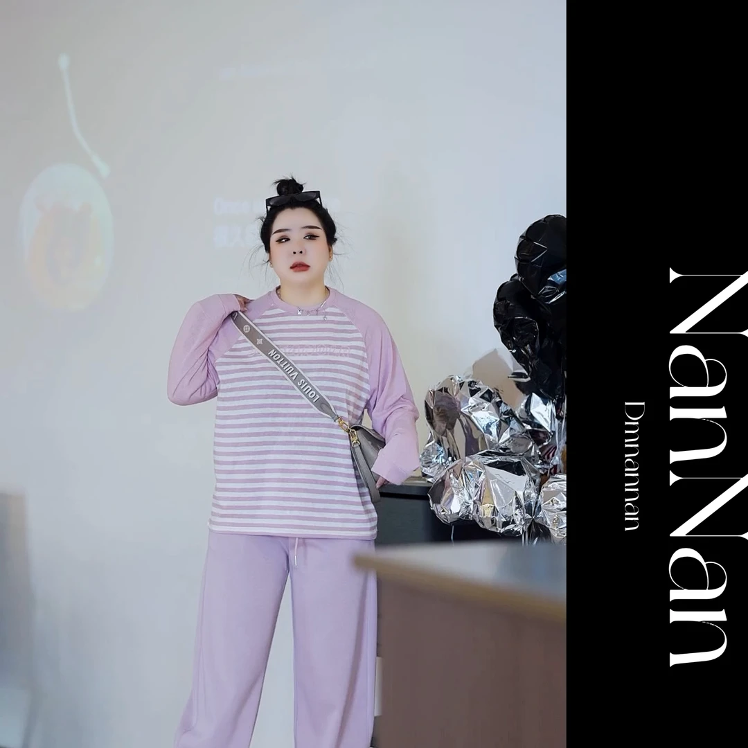 【楠楠推荐】雪花棉插肩袖彩色刺绣条纹T恤C3003