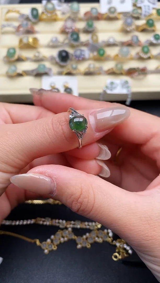【闪购商品】翡翠戒指银S925镶嵌44444444+10