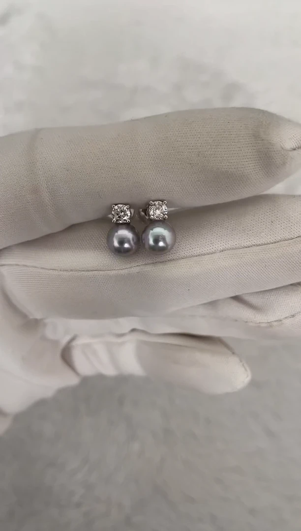 银S925镶嵌海水珍珠耳饰AK真多麻戴妃6.5-7mm